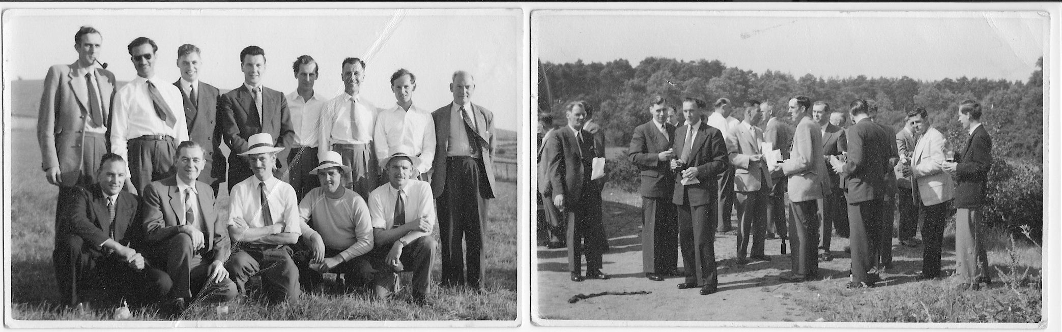 These two look like a pair, from the paper, size and age.  And the third and fourth from the left on the top row of the left hand picture are surely the same two facing forward in the foreground of the right hand picture.  Was it a conference?